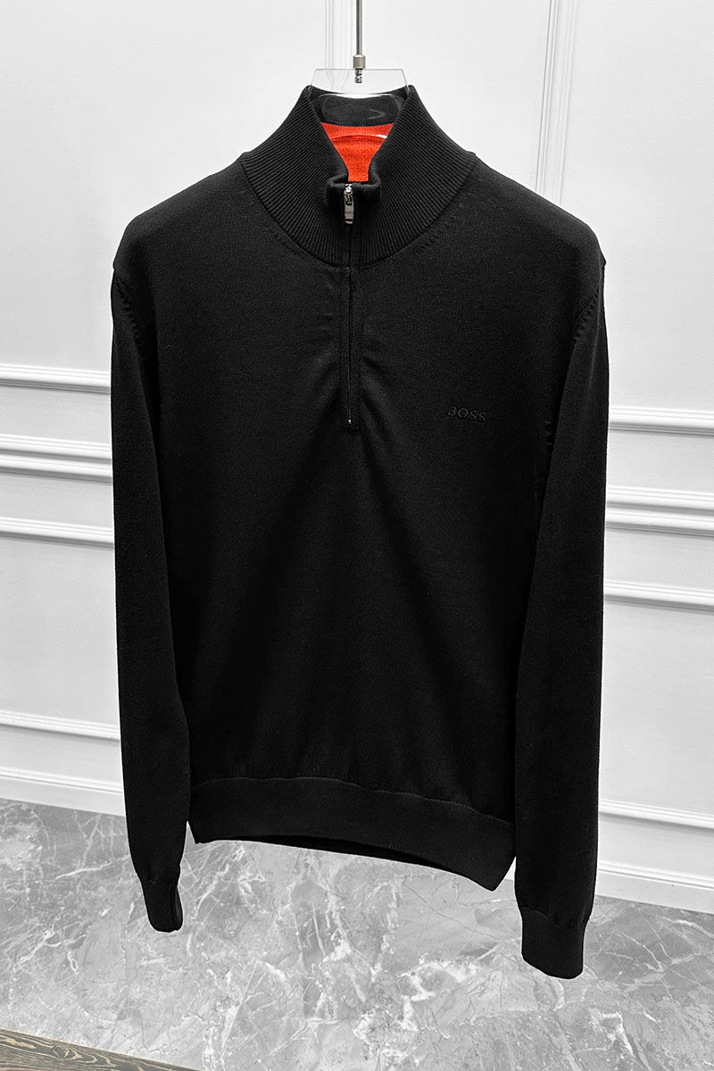 Hugо Воss Мужской джемпер quarter zip - Black