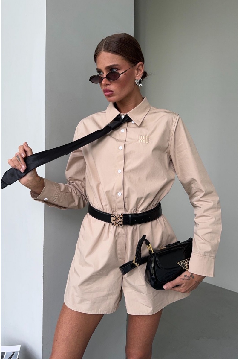 MIU MIU Женский комбинезон бежевого цвета