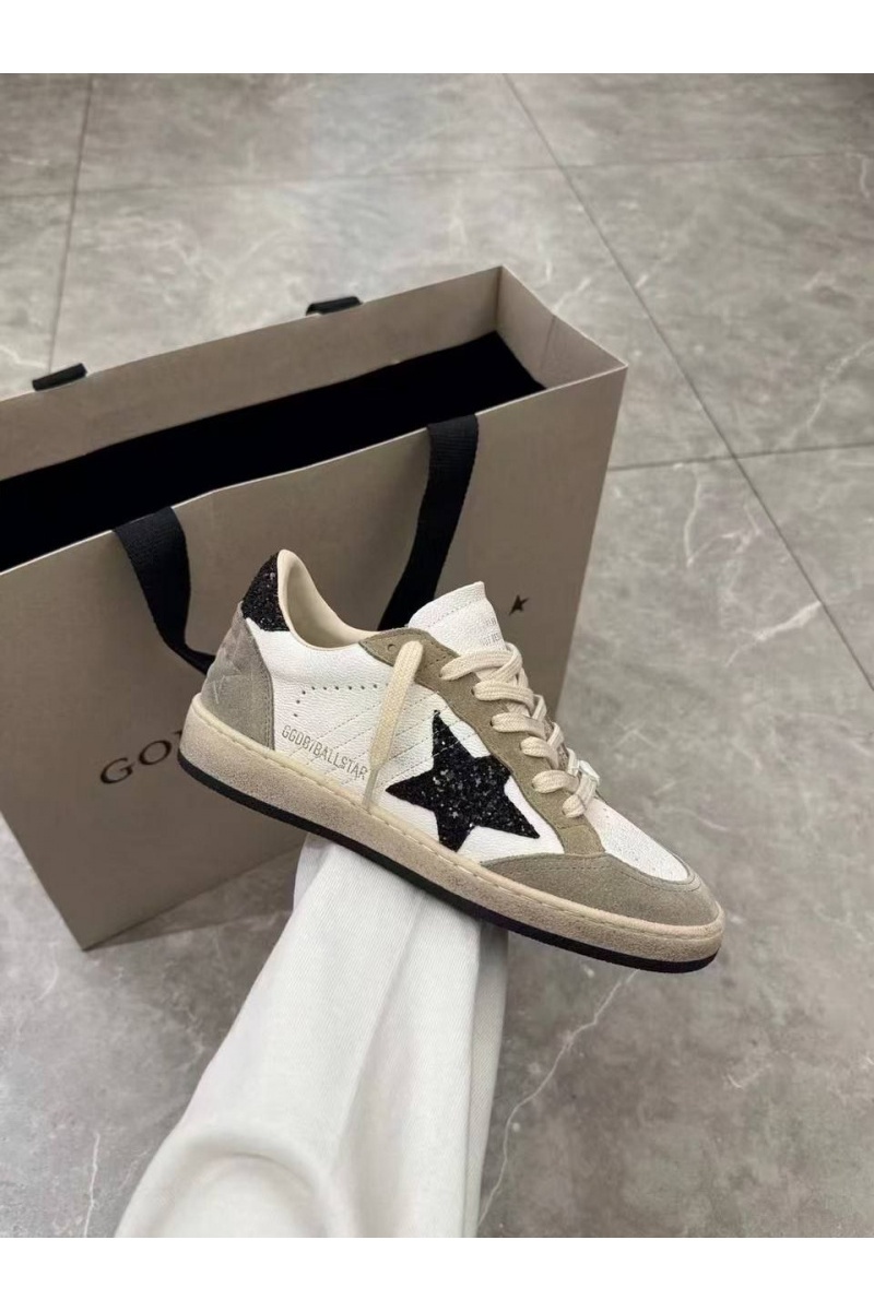 Designer Clothing Женские кожаные кроссовки Golden Goose Ball Star Premium - Black / White