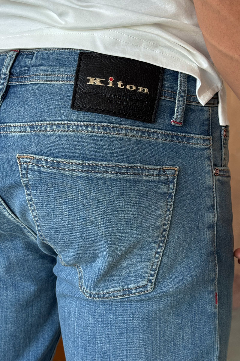 Kiton Мужские синие джинсы 
