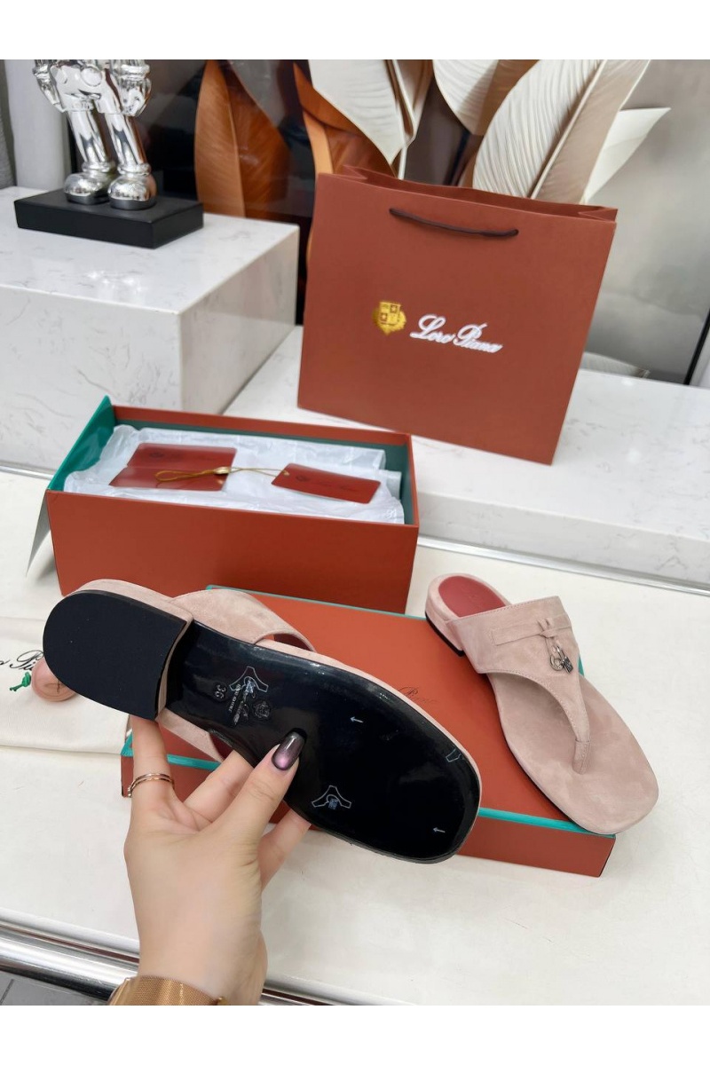 Loro Piana Женские замшевые шлёпанцы Premium - Pink