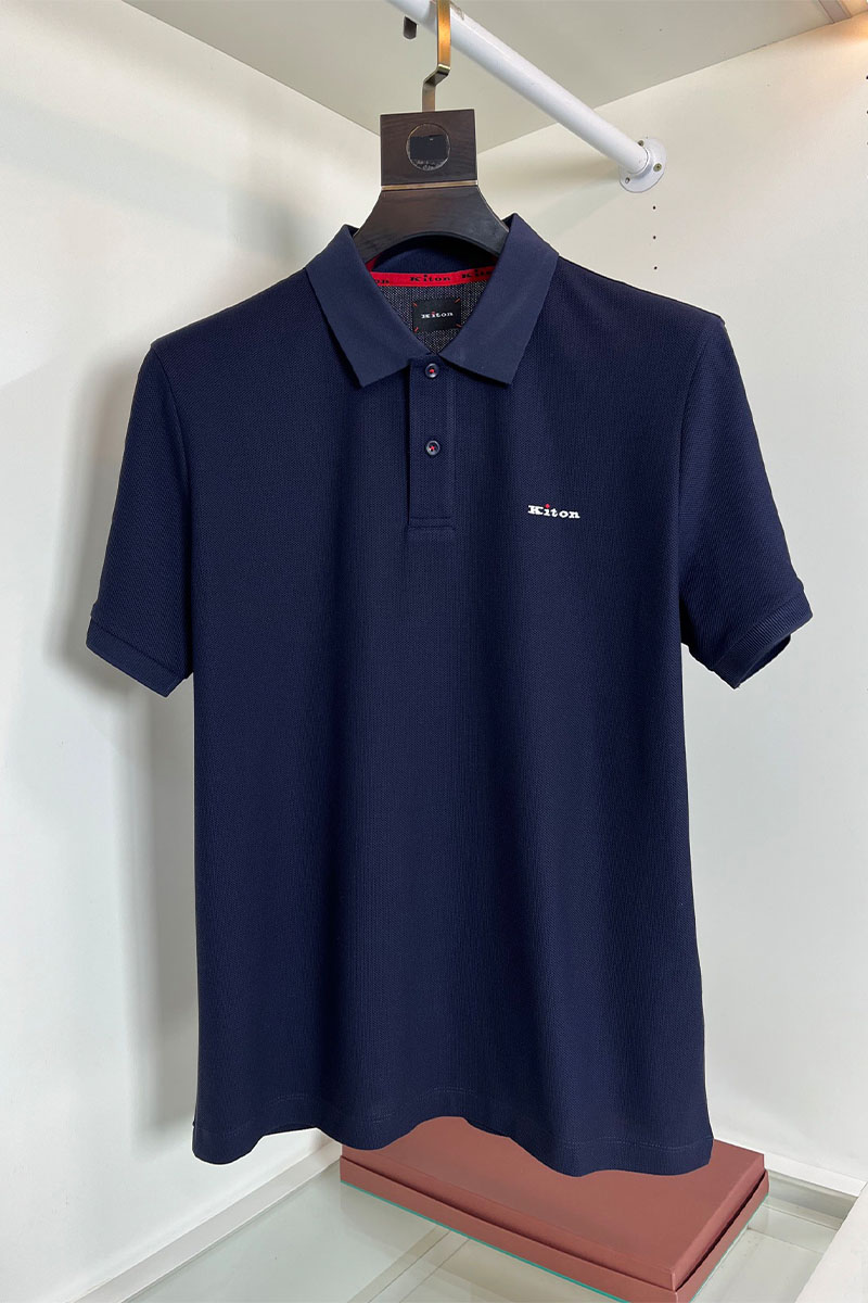 Kiton Мужское тёмно-синее поло premium 