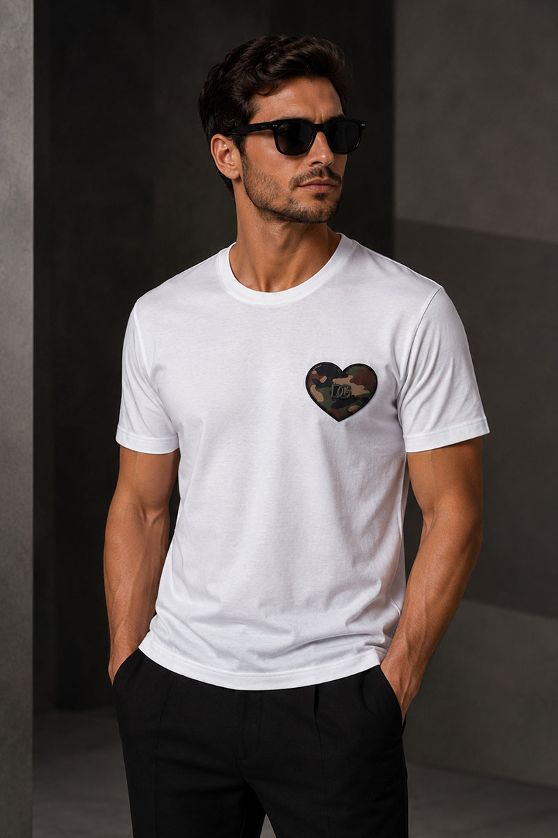 Dоlсе & Gаbbаnа Белая мужская футболка camouflage heart