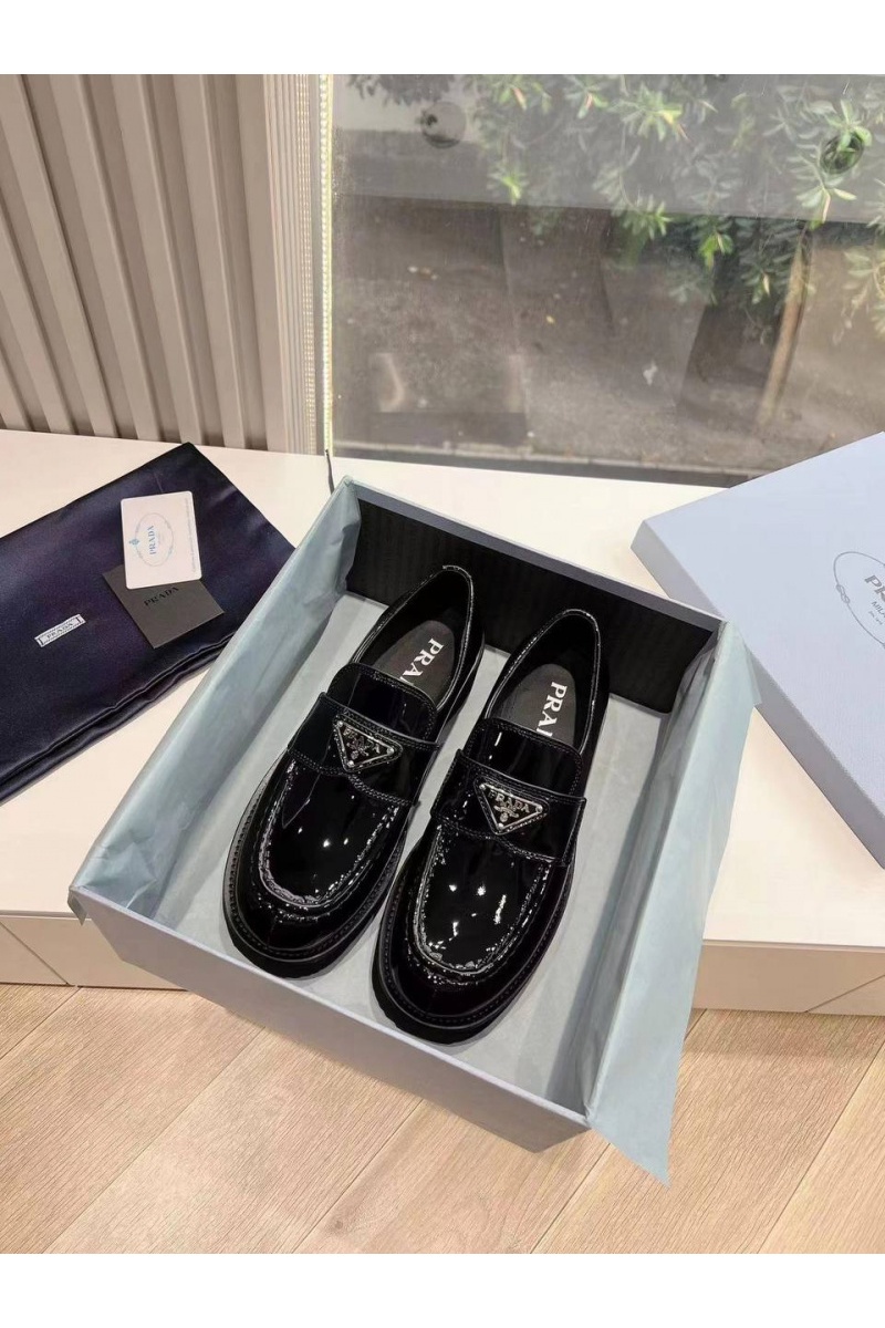 Prada Женские кожаные лоферы Premium - Black