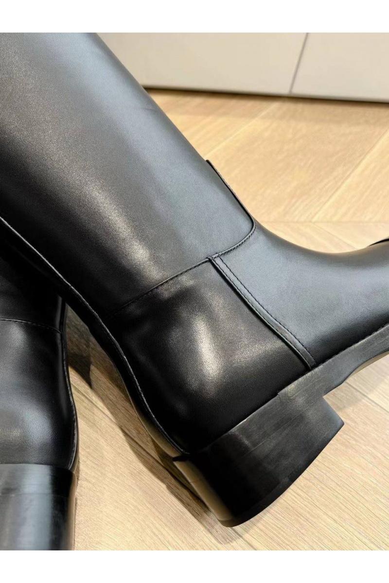Chаnеl Женские кожаные сапоги Premium - Black
