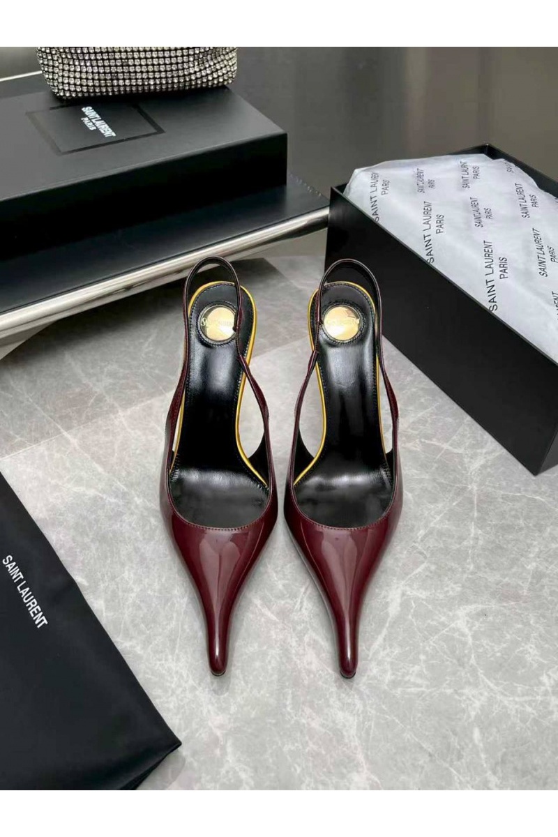 Yves Saint Laurent Женские кожаные туфли на каблуке premium