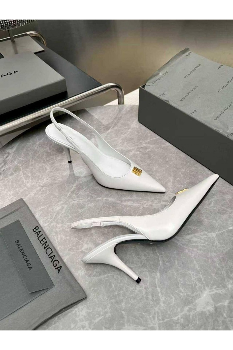 Balenciaga Женские кожаные туфли на каблуке premium