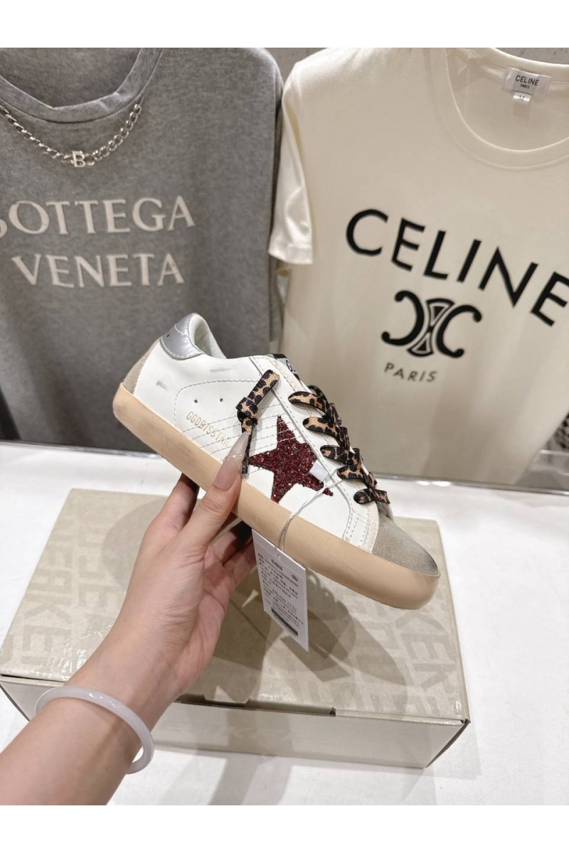 Designer Clothing Женские кожаные кроссовки Golden Goose Super Star premium