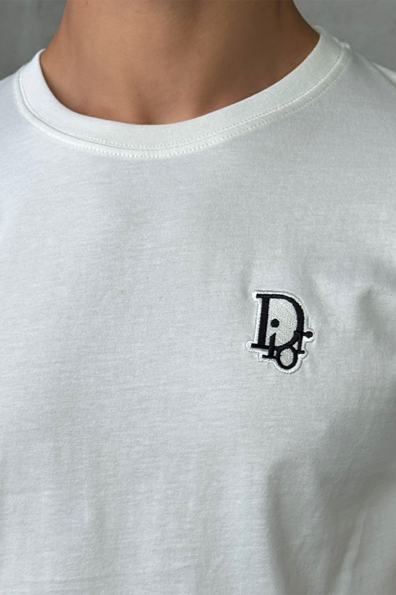 Dior Белая мужская футболка embroidered logo