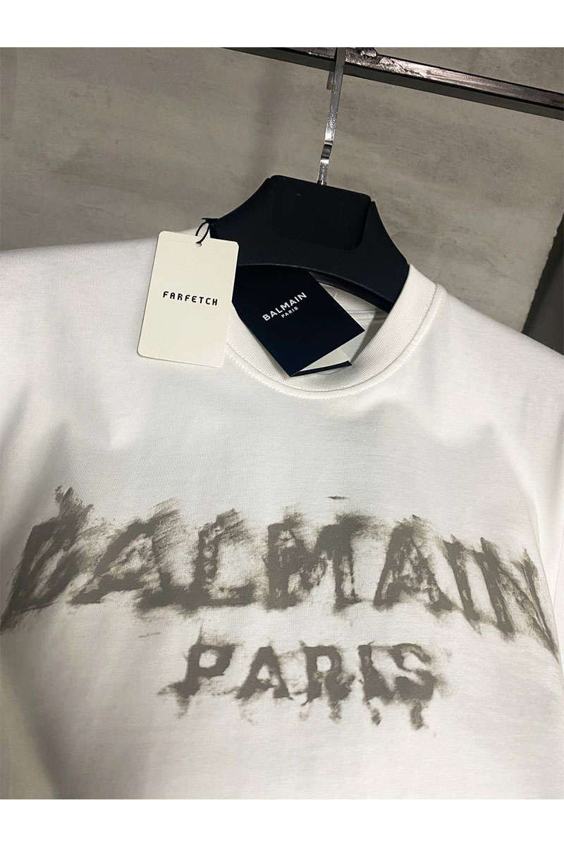 Balmain Футболка белого цвета Paris logo-print