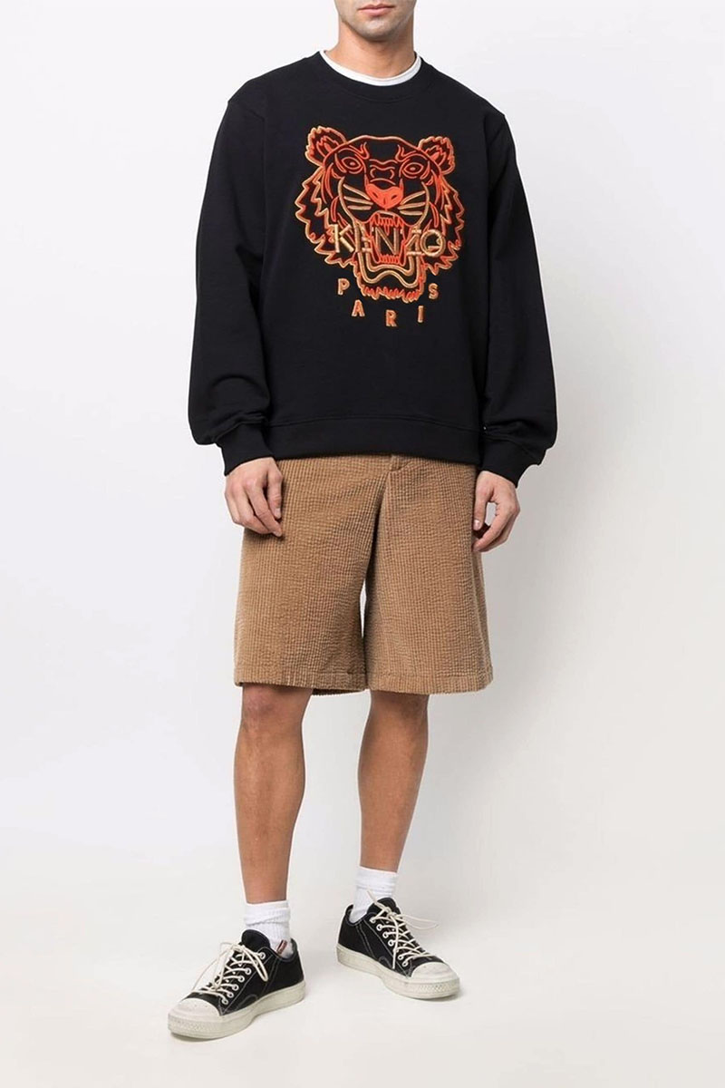 Kenzo Чёрный мужской свитшот Tiger Head embroidered
