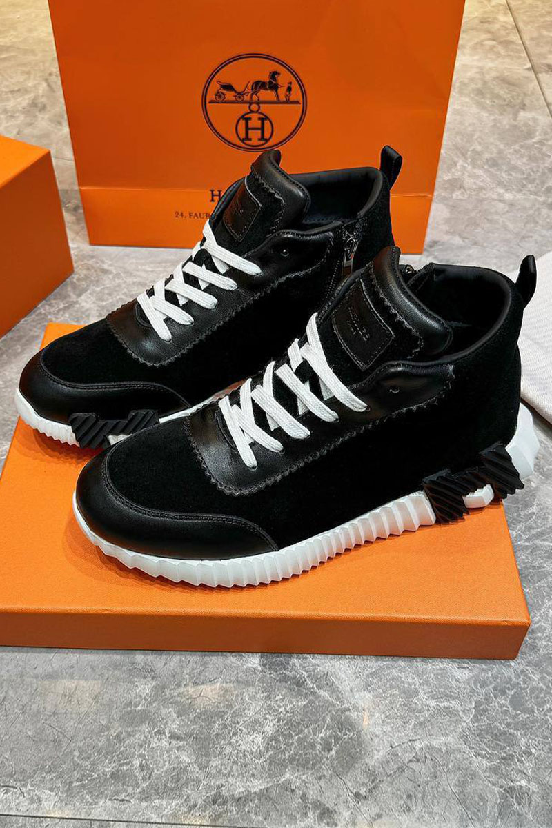Hermes Кроссовки с мехом Bouncing high-top - Black / White