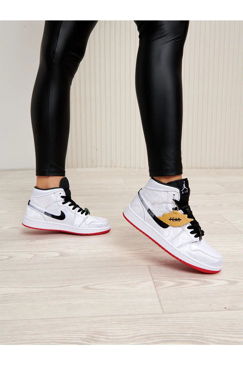 Nike Женские кроссовки Dunk High - White / Black / Red