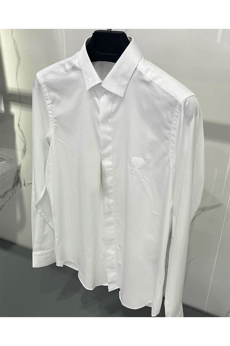 Designer Clothing Мужская классическая рубашка Ami embroidered-heart - White
