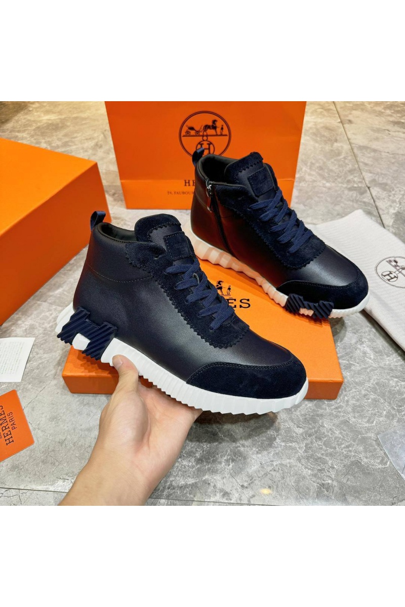 Hermes Кроссовки с мехом Bouncing high-top - Navy / White