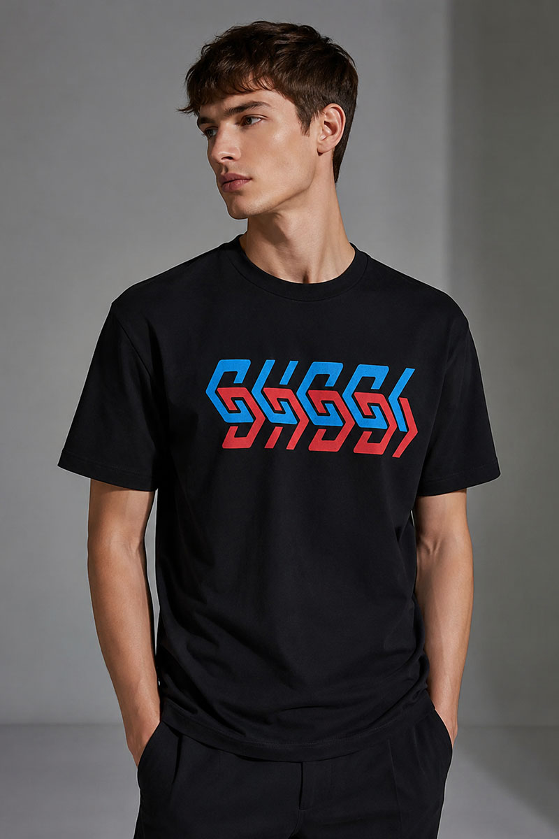 Gucci Чёрная оверсайз футболка mirror-logo