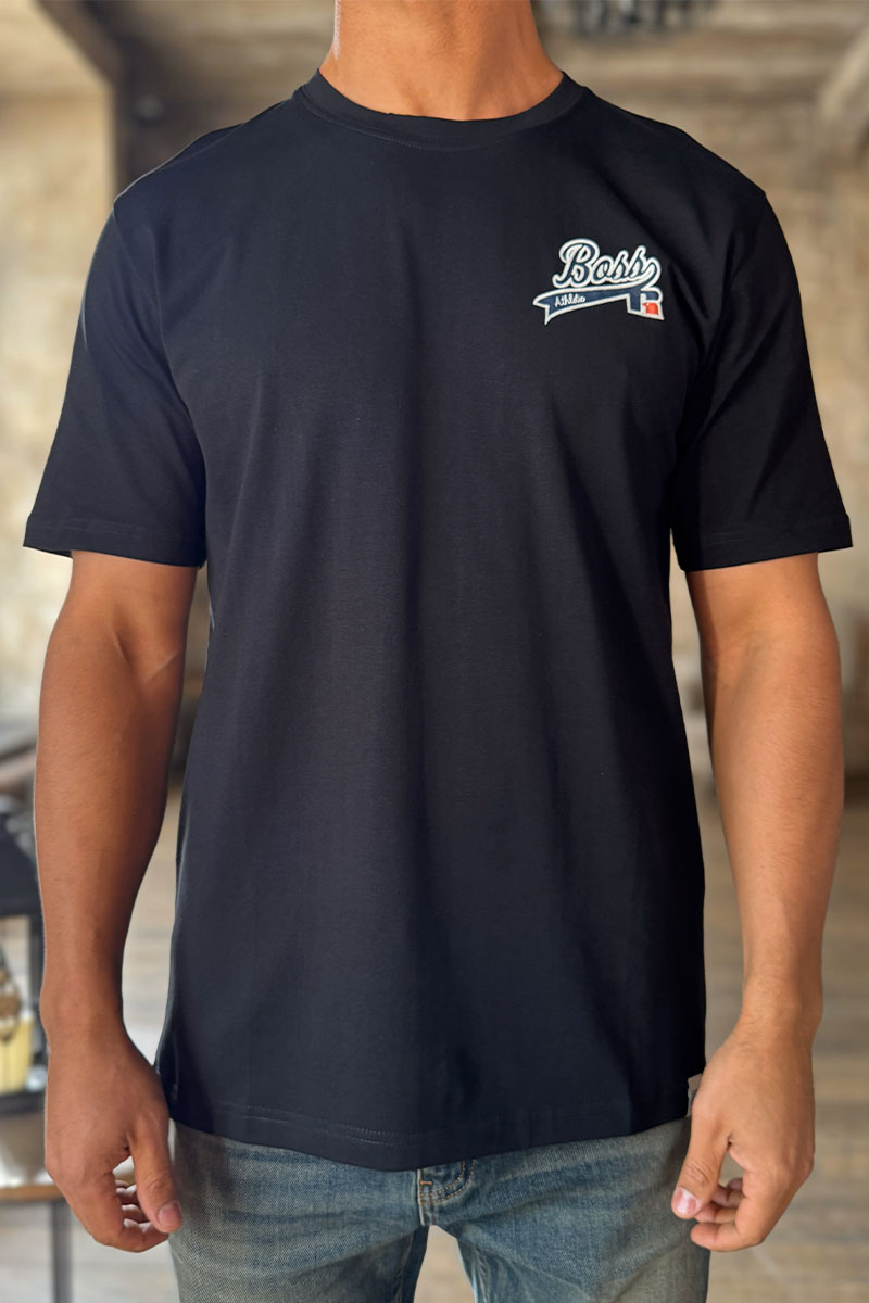 Hugо Воss Мужская чёрная футболка Russell Athletic