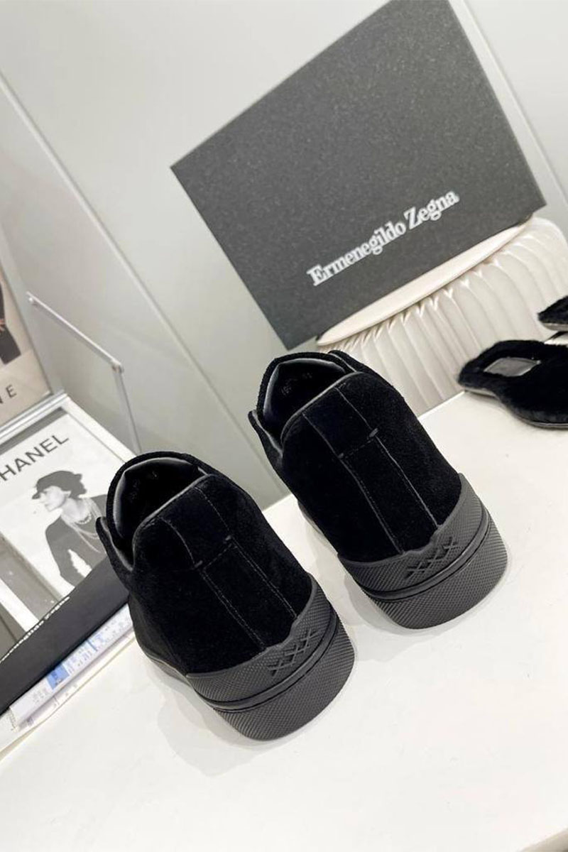 Zegna Кроссовки с мехом Triple Stitch high-top - Black