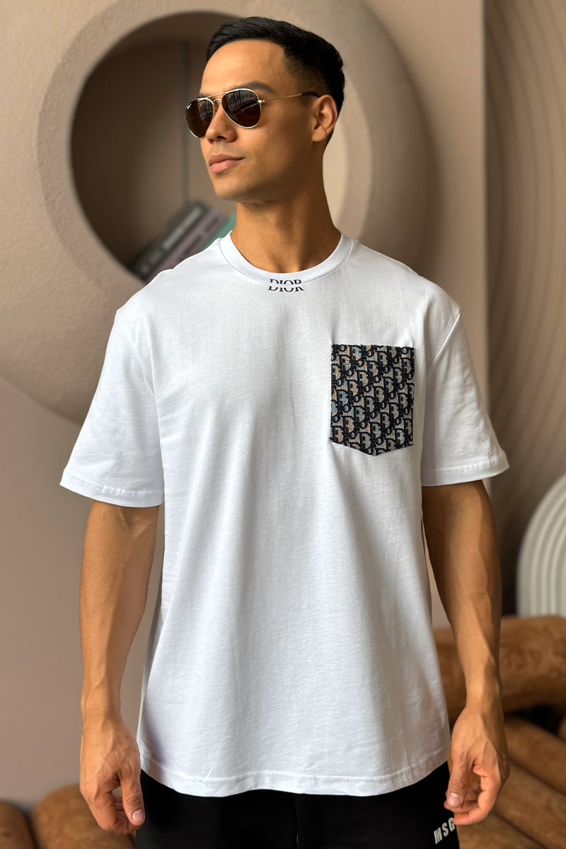 Dior Белая оверсайз футболка pocket logo