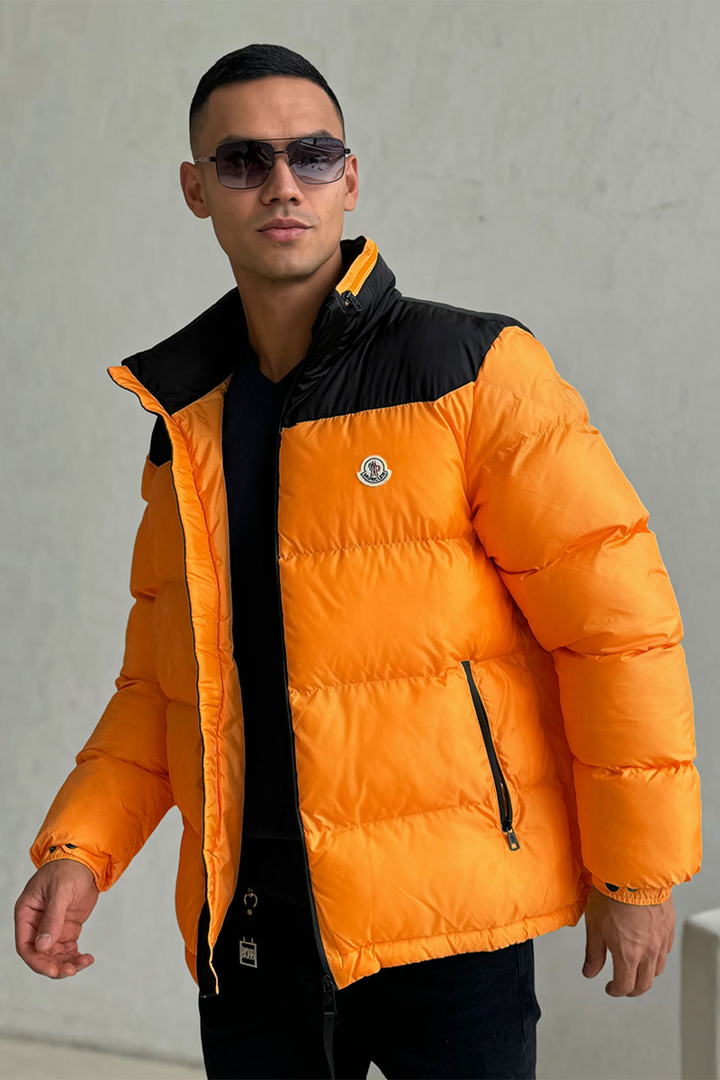 Moncler Утеплённая куртка Peuplier logo-patch - Orange / Black 