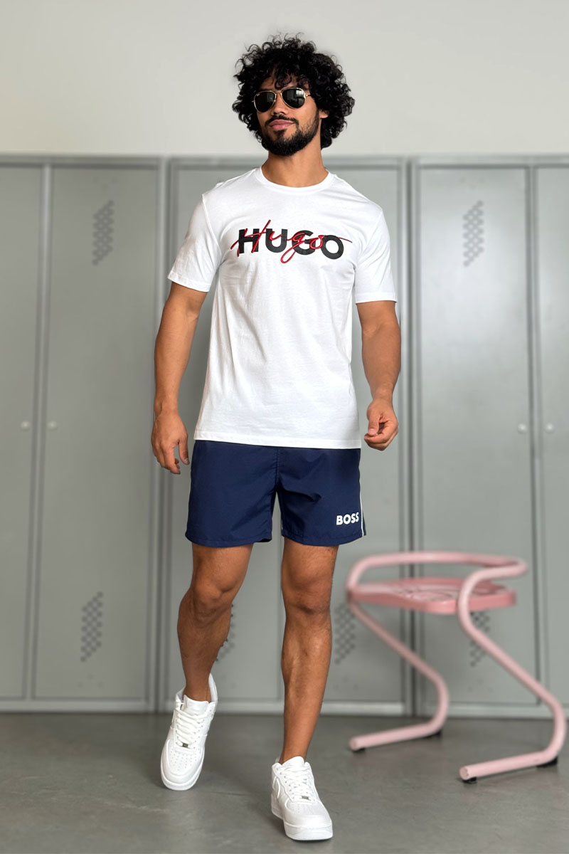 Hugо Воss Футболка белого цвета Dakaishi double logo
