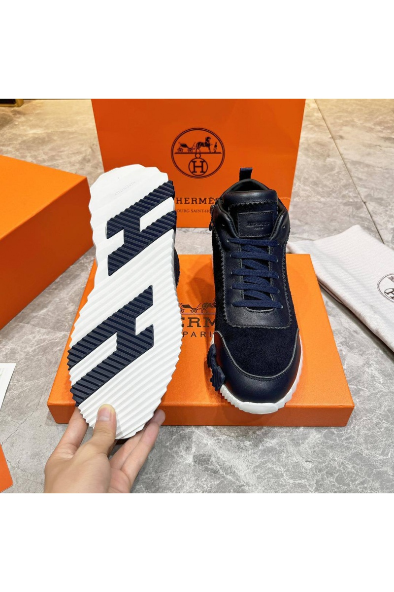 Hermes Кроссовки с мехом Bouncing high-top - Navy
