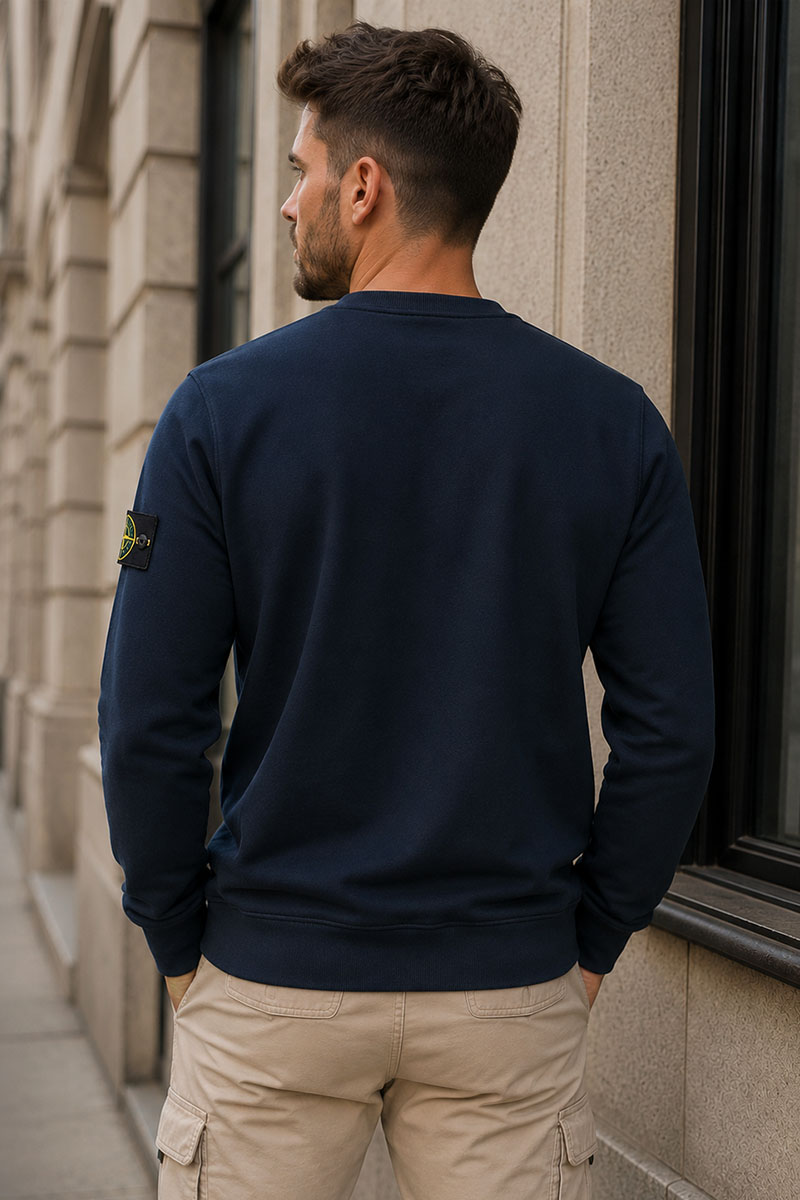 Stone Island Мужской синий свитшот с патчем на плече