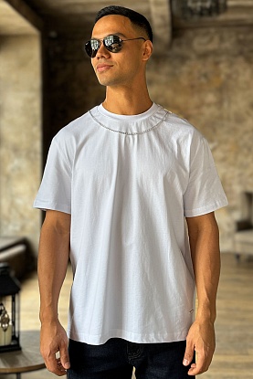 Белая оверсайз футболка Chain