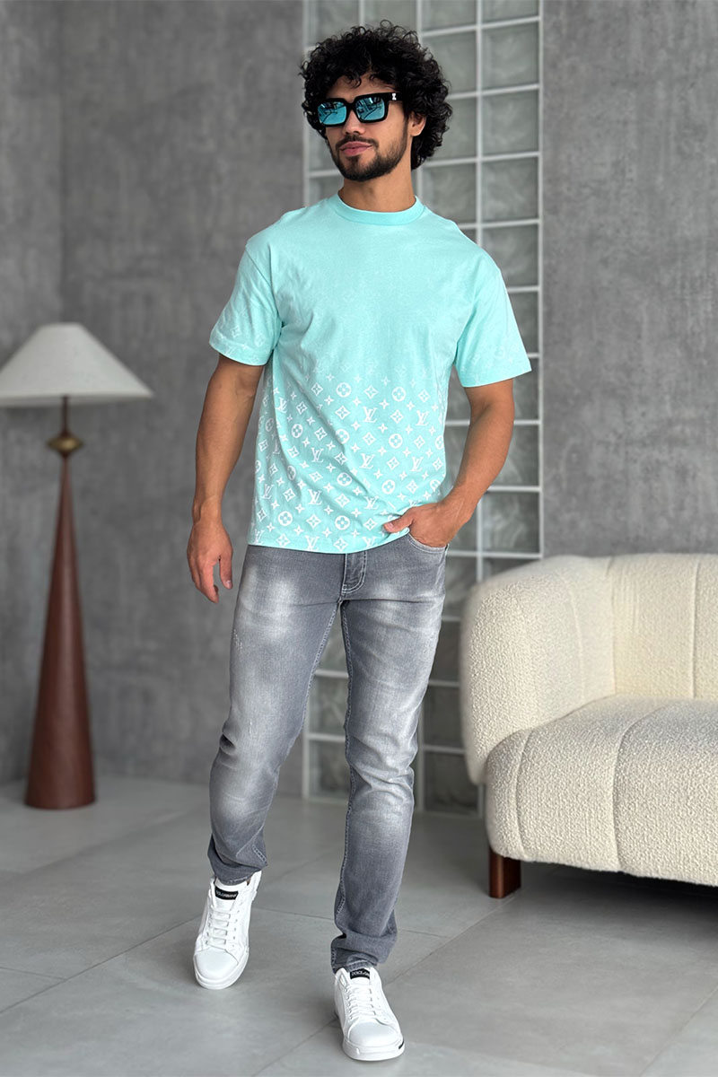Lоuis Vuittоn Футболка бирюзового цвета Monogram Gradient
