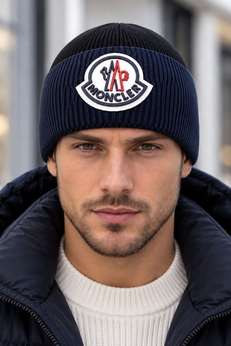 Moncler Мужская брендовая шапка с логотипом