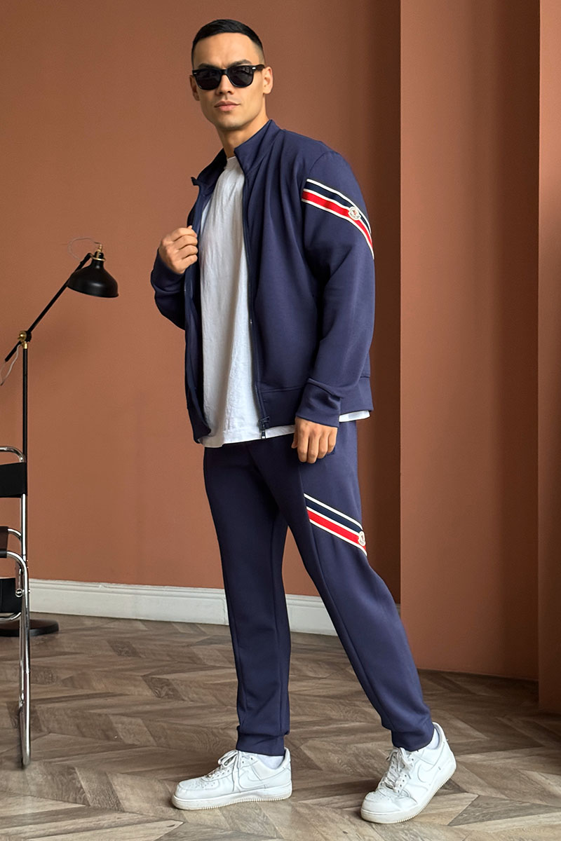 Moncler Спортивный костюм striped logo - Navy