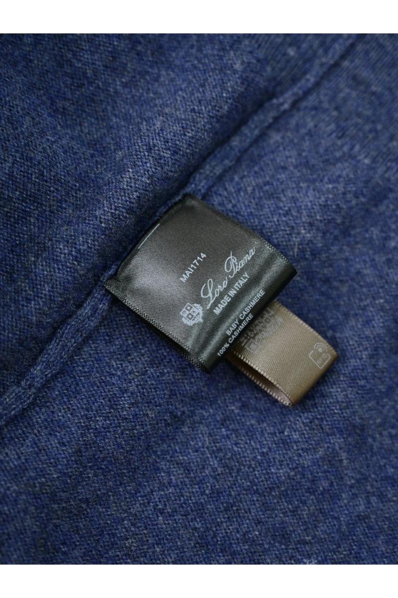Loro Piana Синее поло с длинным рукавом premium