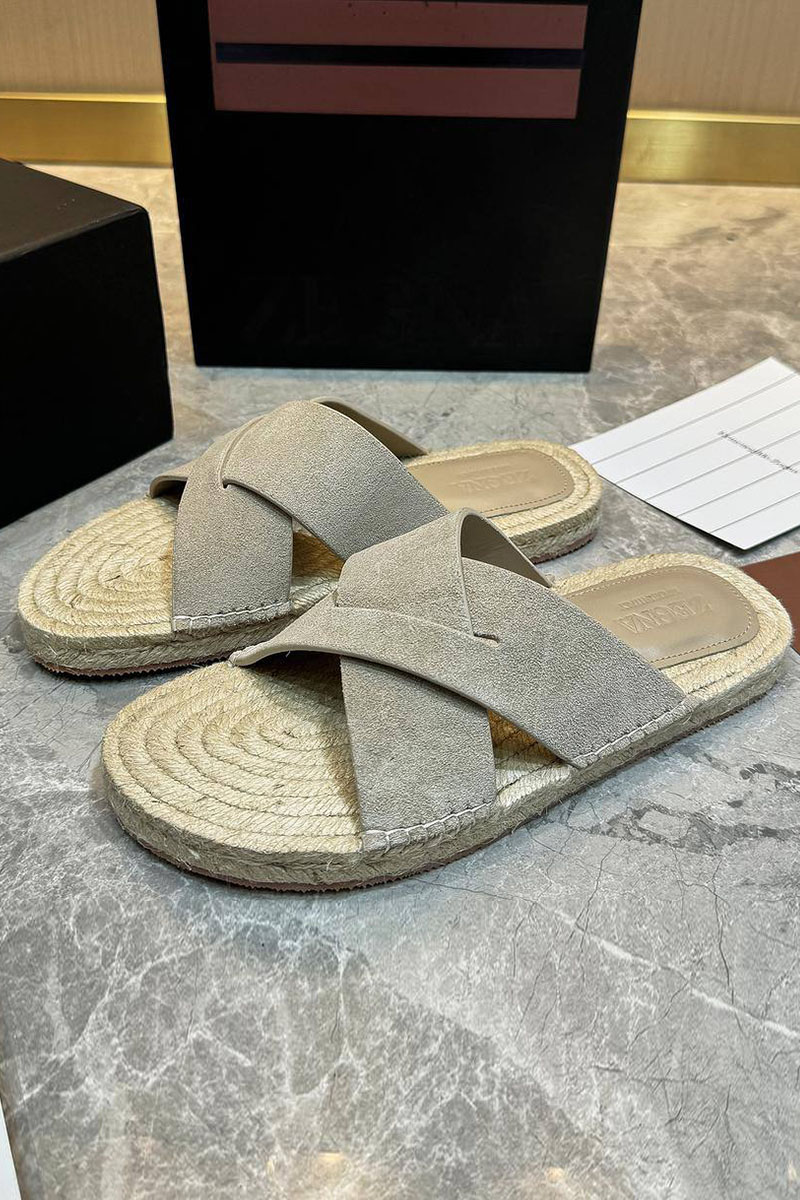Zegna Мужские шлёпанцы suede - Grey