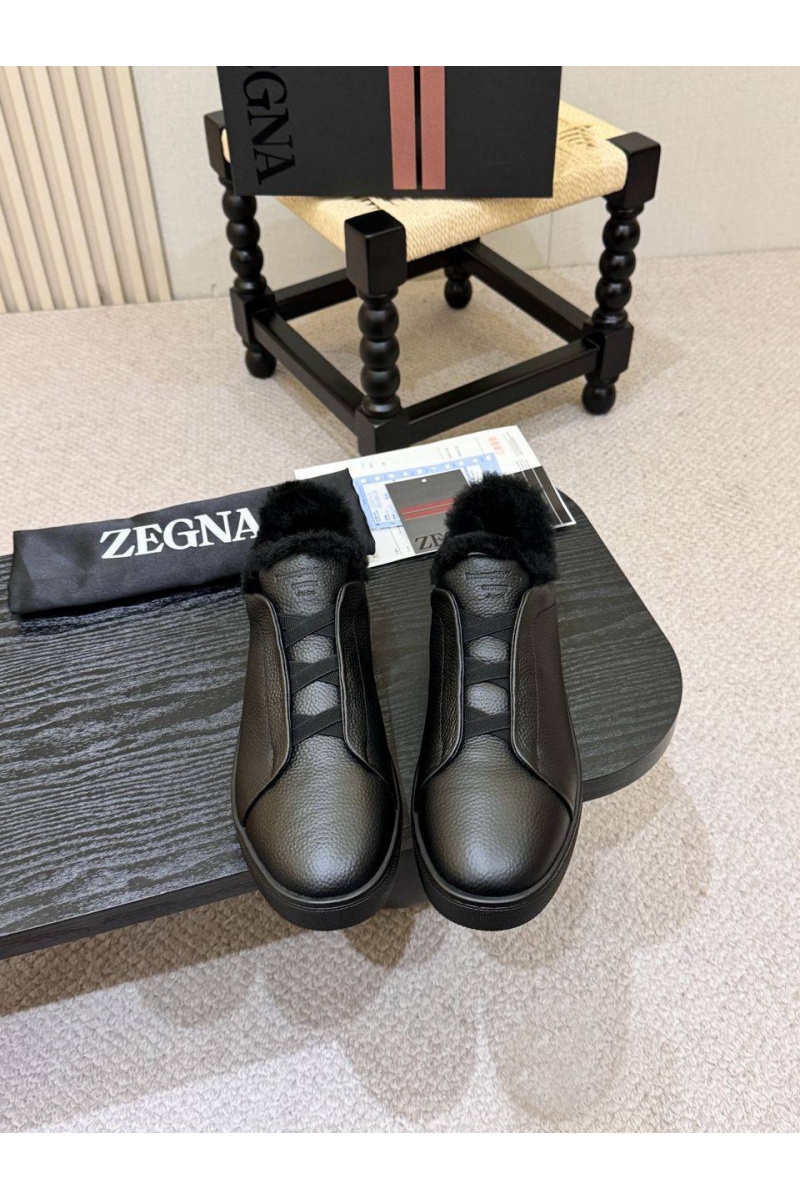 Zegna Кроссовки с мехом Triple Stitch high-top