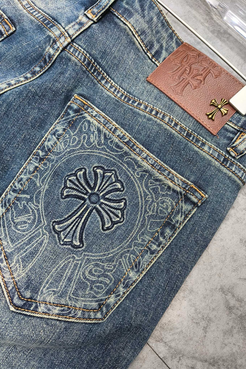 Chrome Hearts Мужские синие джинсы Premium