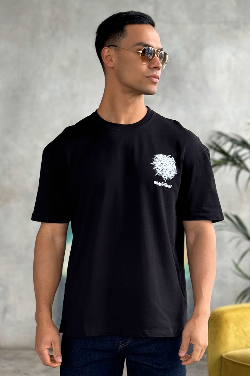 Lоuis Vuittоn Мужская оверсайз футболка чёрного цвета