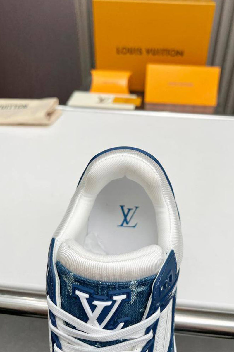 Lоuis Vuittоn Кожаные кроссовки Trainer Monogram - White / Blue
