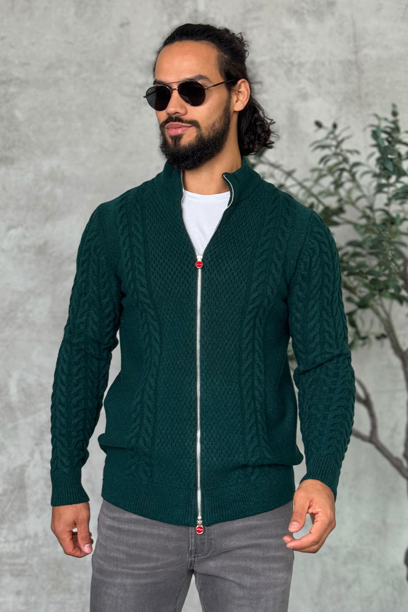 Kiton Мужской свитер зелёного цвета 