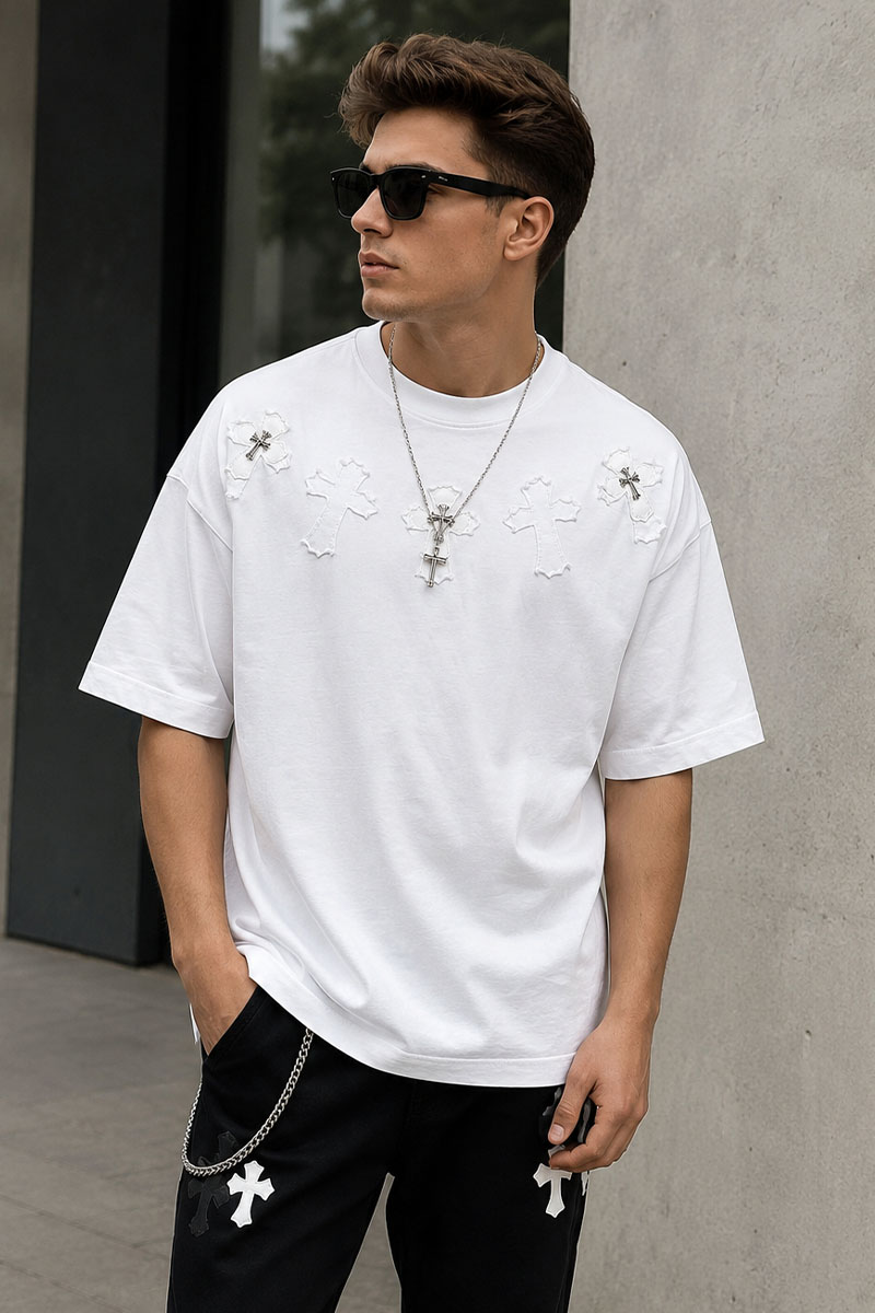 Designer Clothing Белая оверсайз футболка Gothic logo