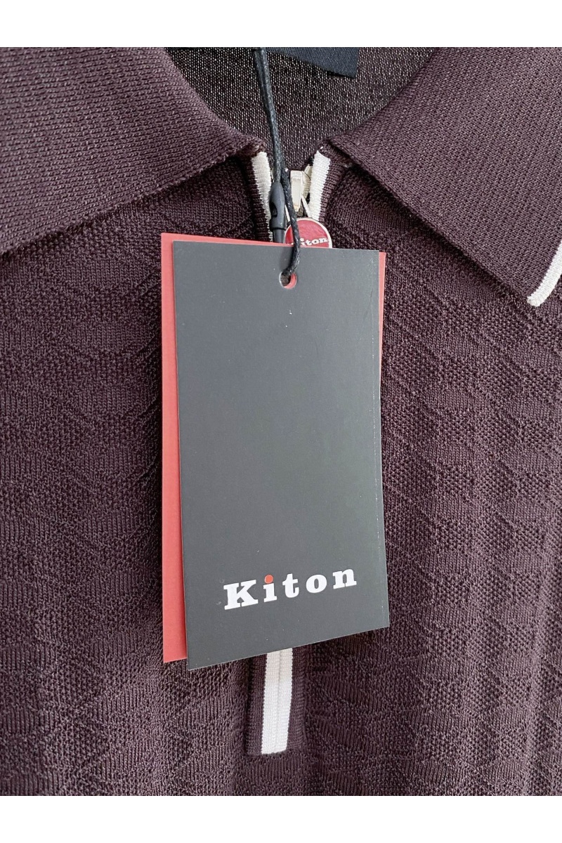 Kiton Вязаное поло коричневого цвета premium
