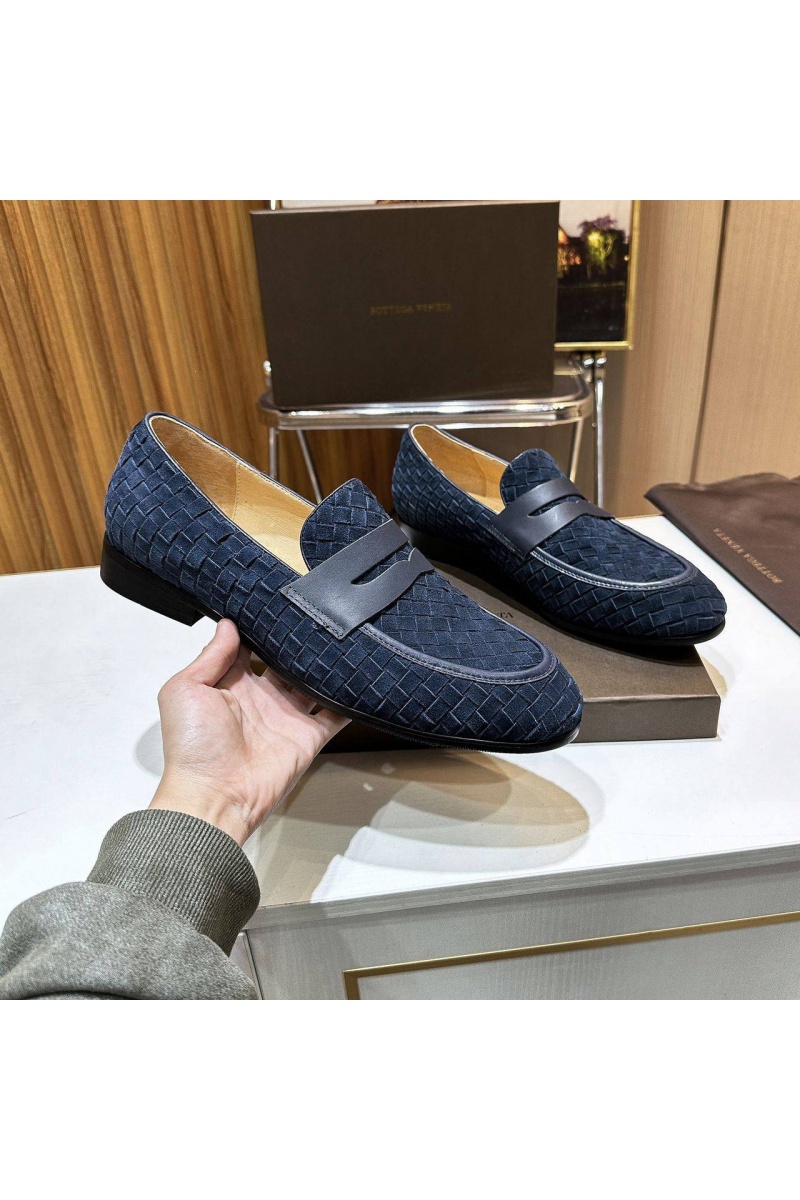 Bottega Veneta Мужские замшевые лоферы Intrecciato - Navy