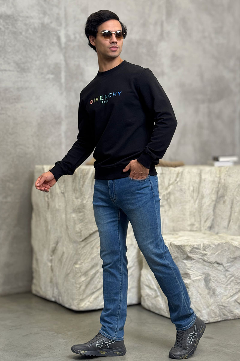 Givenchy Мужской чёрный свитшот multicolor logo
