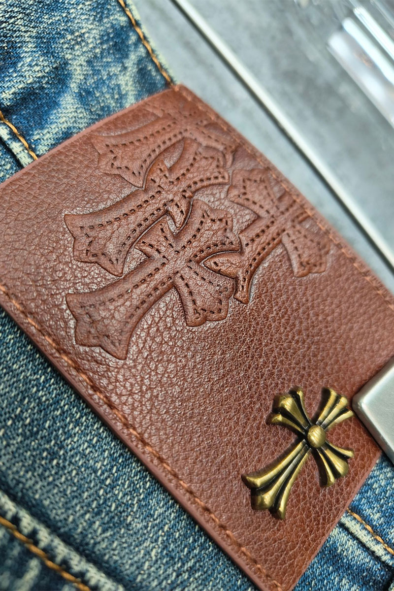 Chrome Hearts Мужские синие джинсы Premium