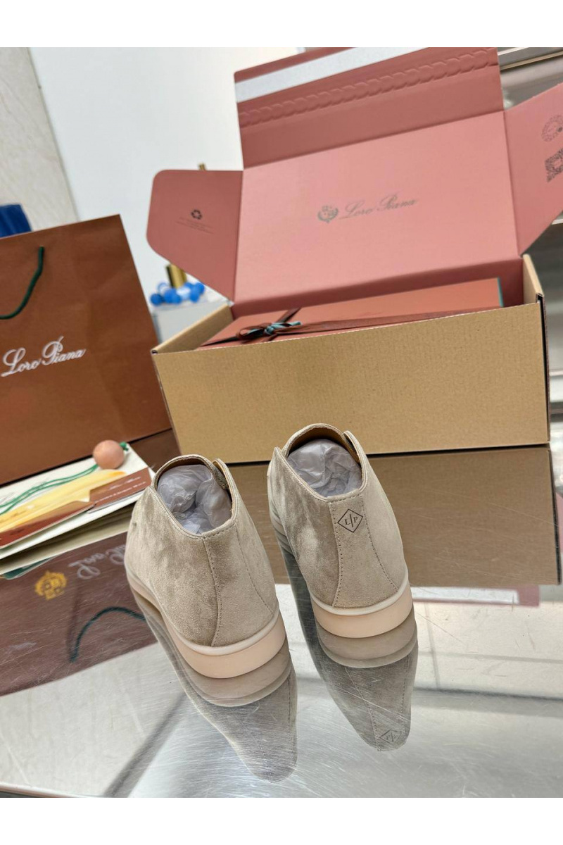 Loro Piana Женские замшевые лоферы premium - Light Grey