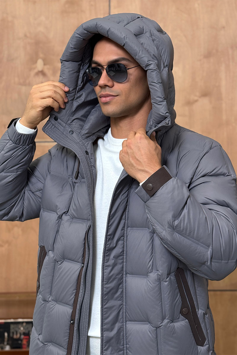 Zegna Мужской пуховик серого цвета