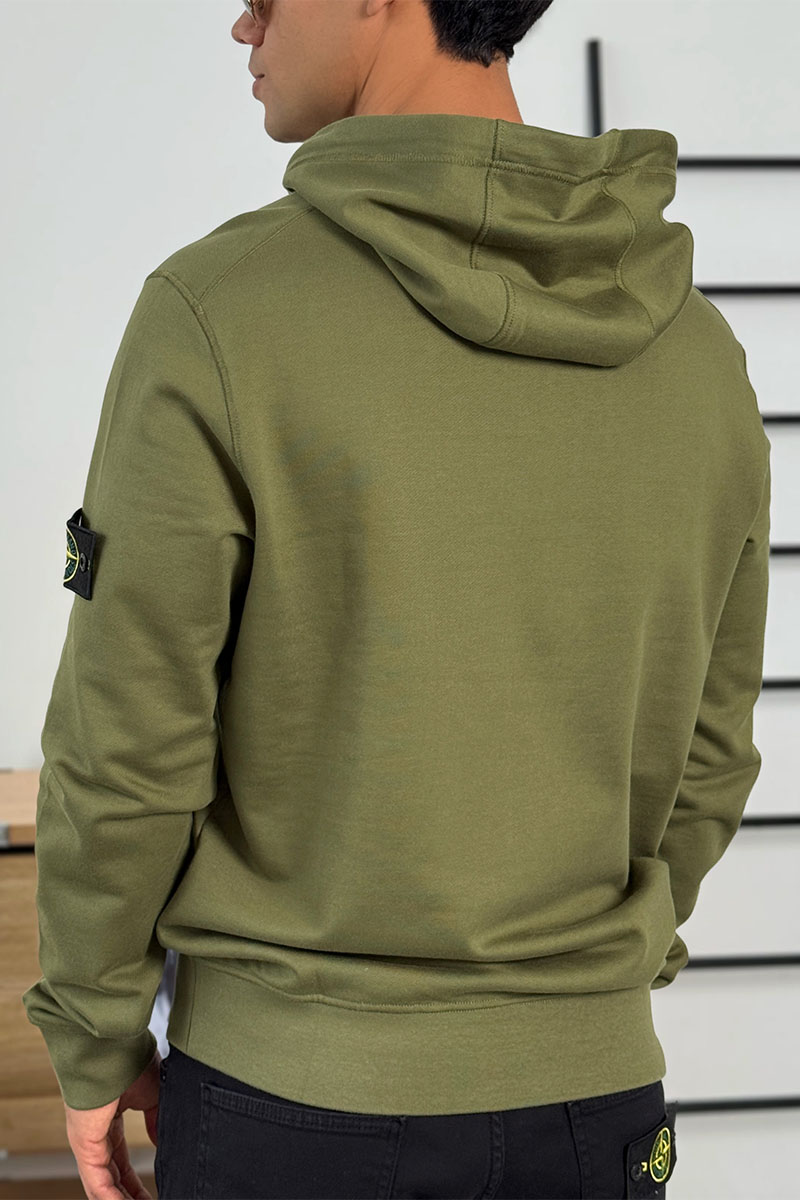 Stone Island Мужское худи зелёного цвета Compass-patch