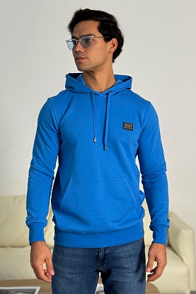 Мужское синее худи logo-plaque 