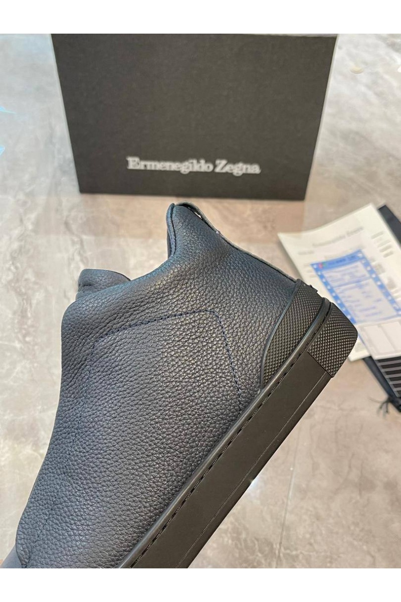 Zegna Кроссовки с мехом Triple Stitch - Grey