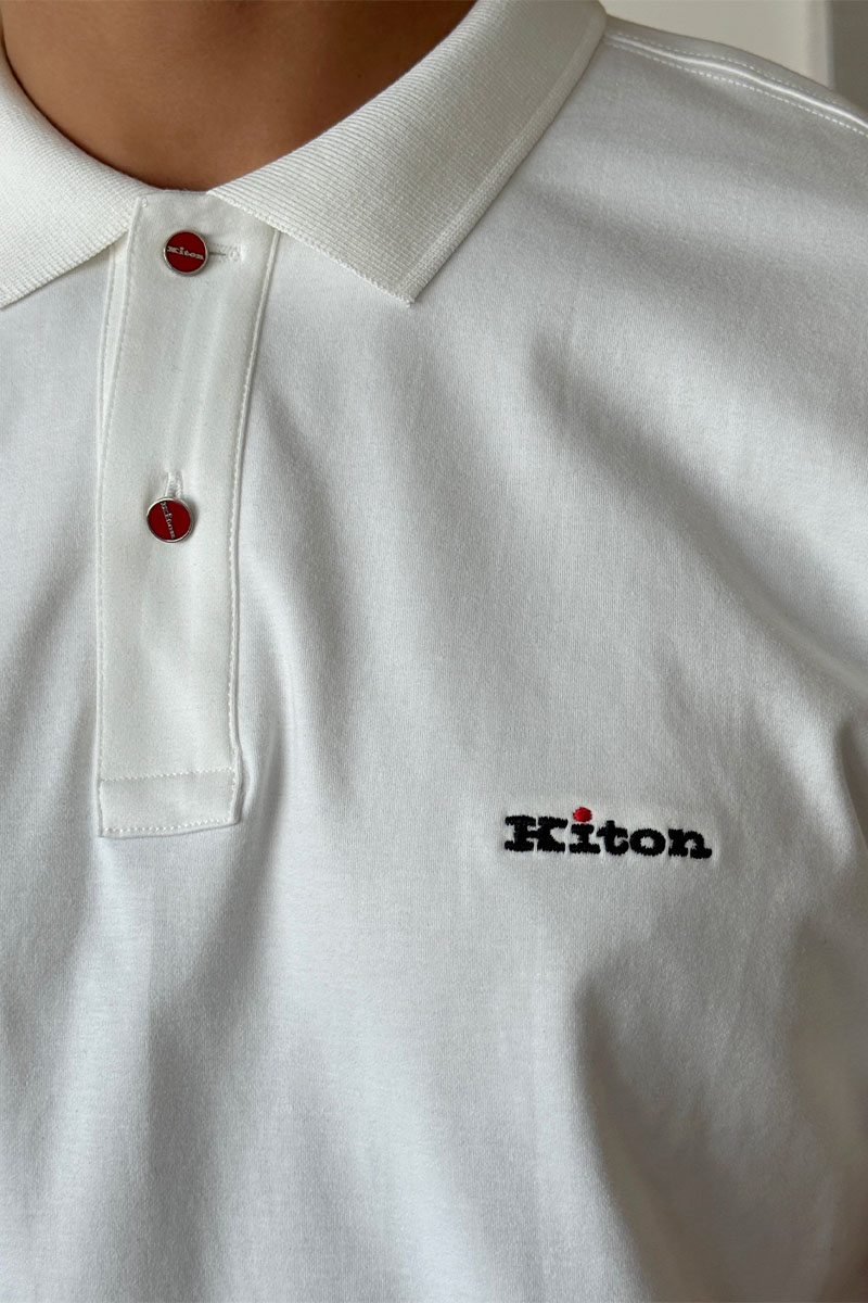 Kiton Мужское белое поло embroidered logo