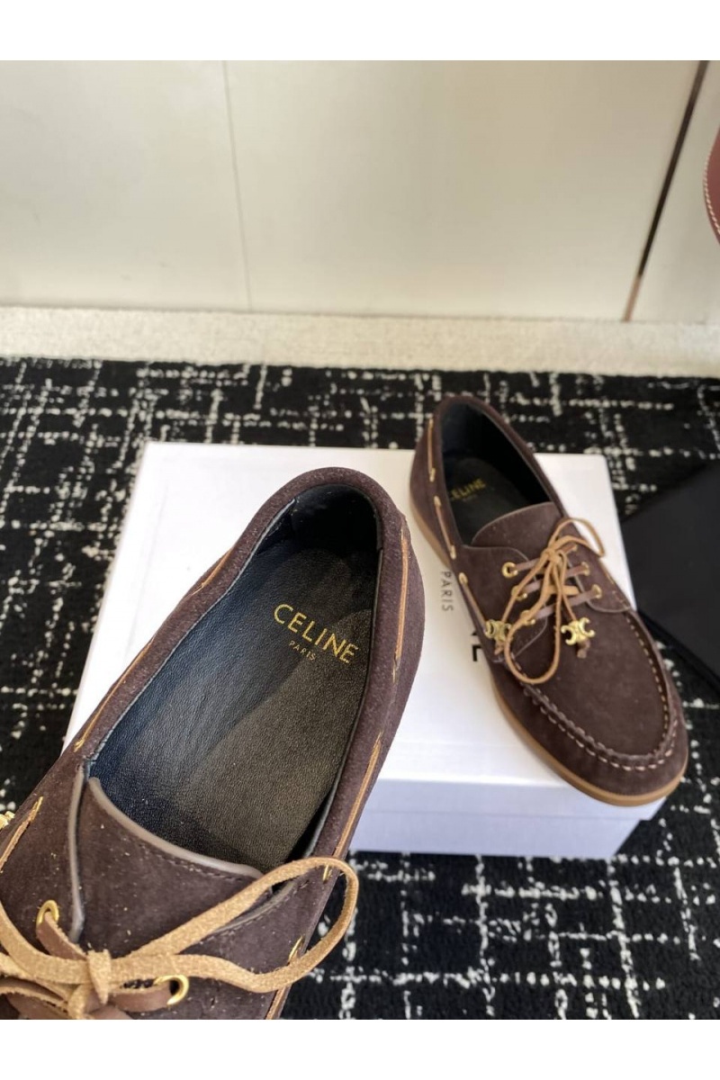 Celine Женские замшевые лоферы premium - Brown